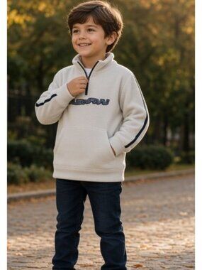 OLD NAVY Tan Fleece Hooded Pullover Jacket Boys Size 6
